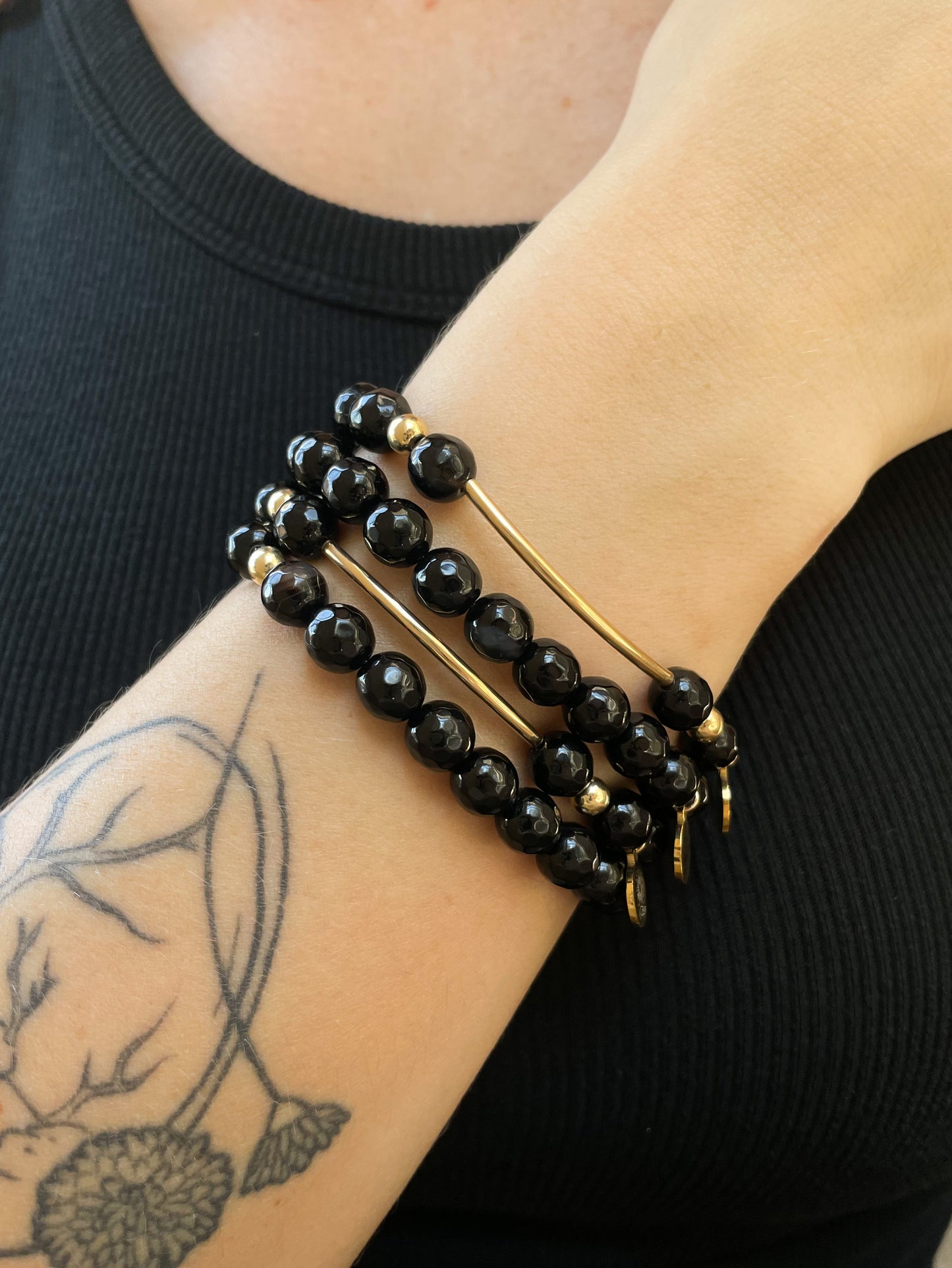 Onyx Disco Agate Bracelet