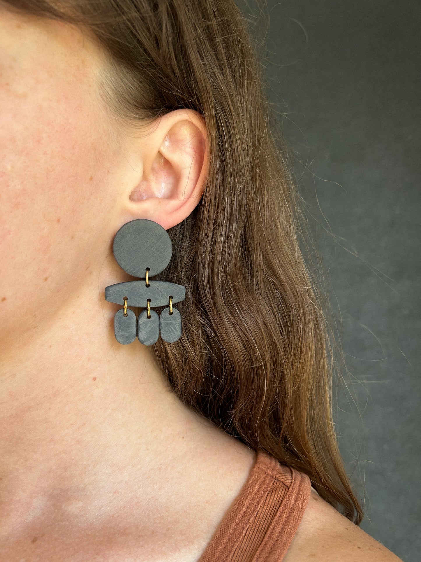 Gia Earrings in Distressed Charcoal