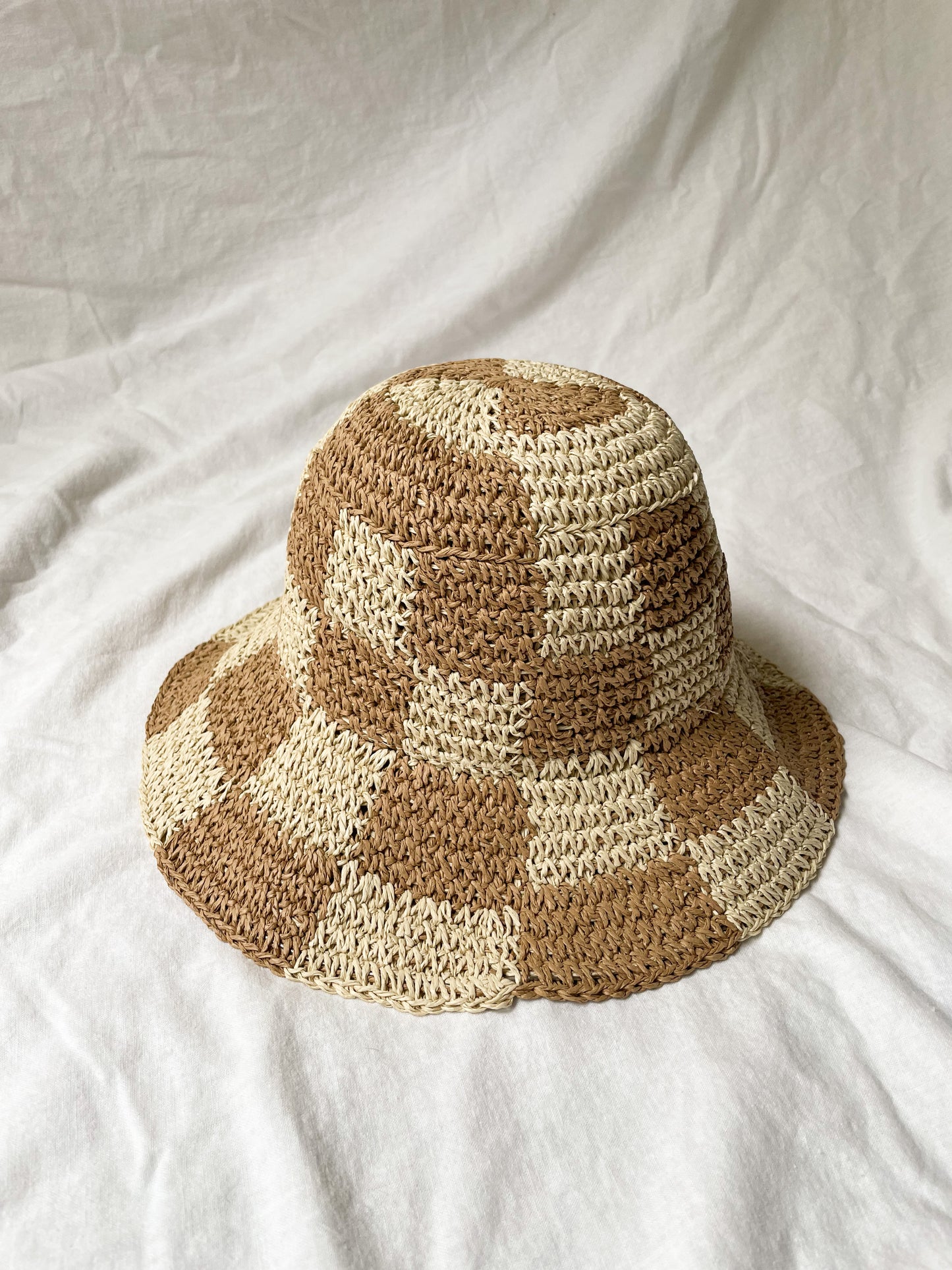 Checkered Crocheted Bucket Hat