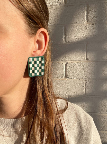 Holly Checkered Studs