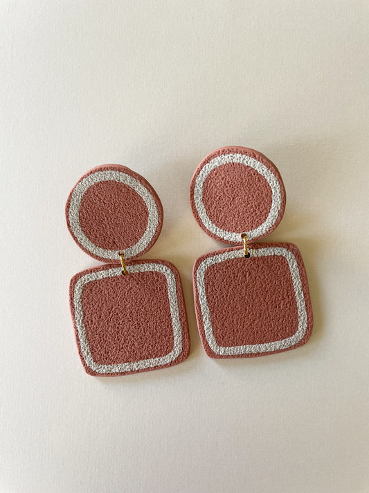Align Square Earrings in Rust