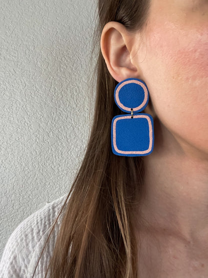 Align Square Earrings in Cobalt