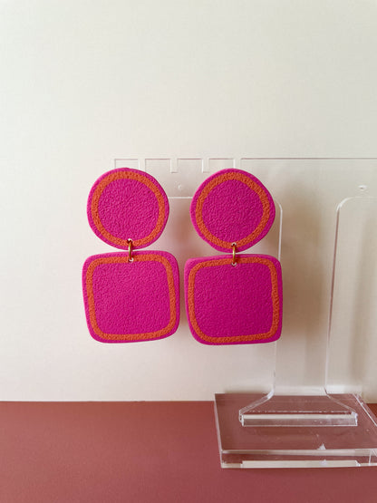 Align Square Earrings in Peony