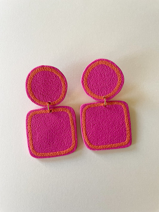 Align Square Earrings in Peony