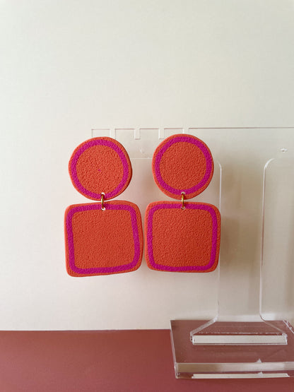 Align Square Earrings in Orange