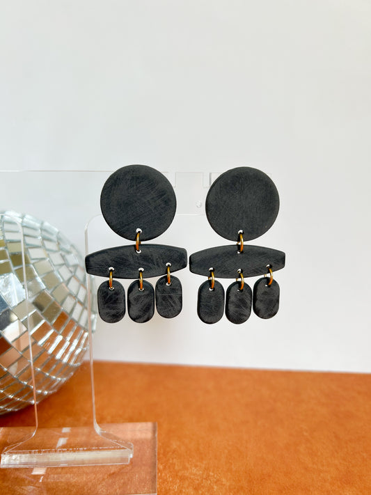 Gia Earrings in Distressed Charcoal