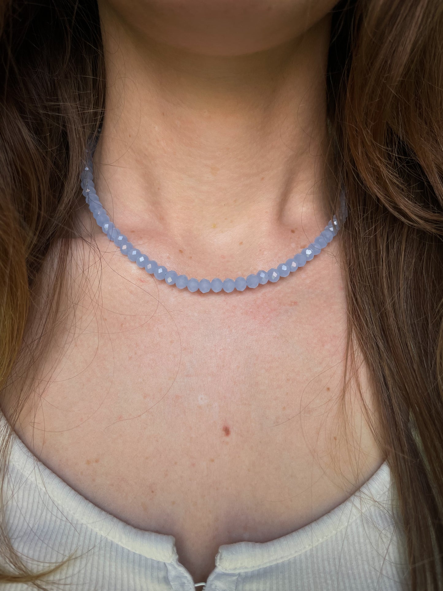 Sicily Beaded Necklace in Pale Blue