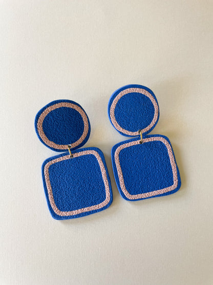 Align Square Earrings in Cobalt