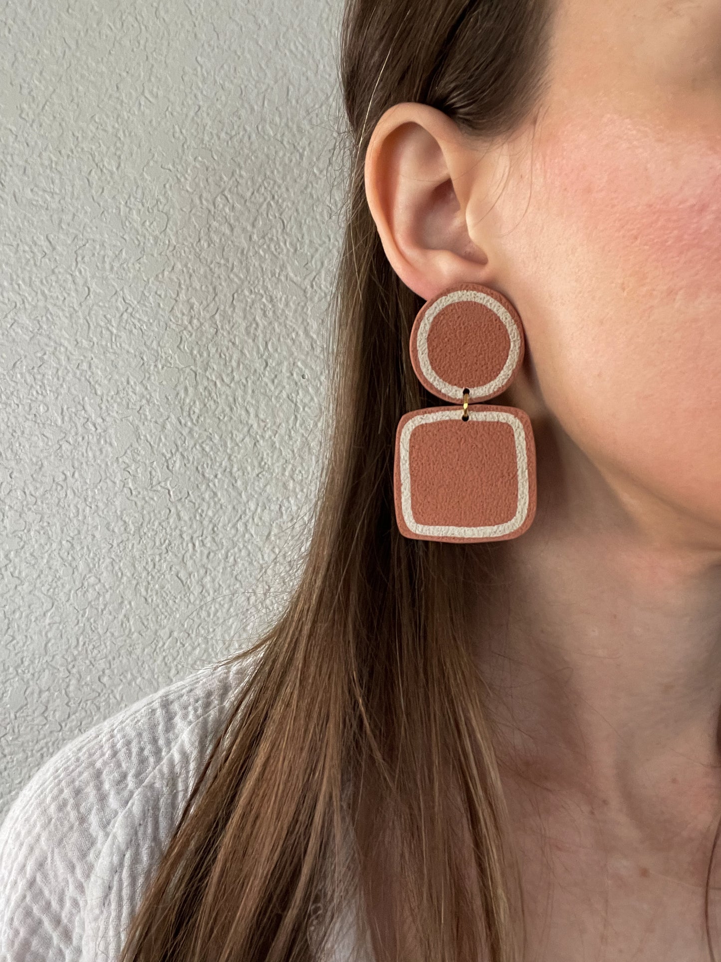 Align Square Earrings in Rust