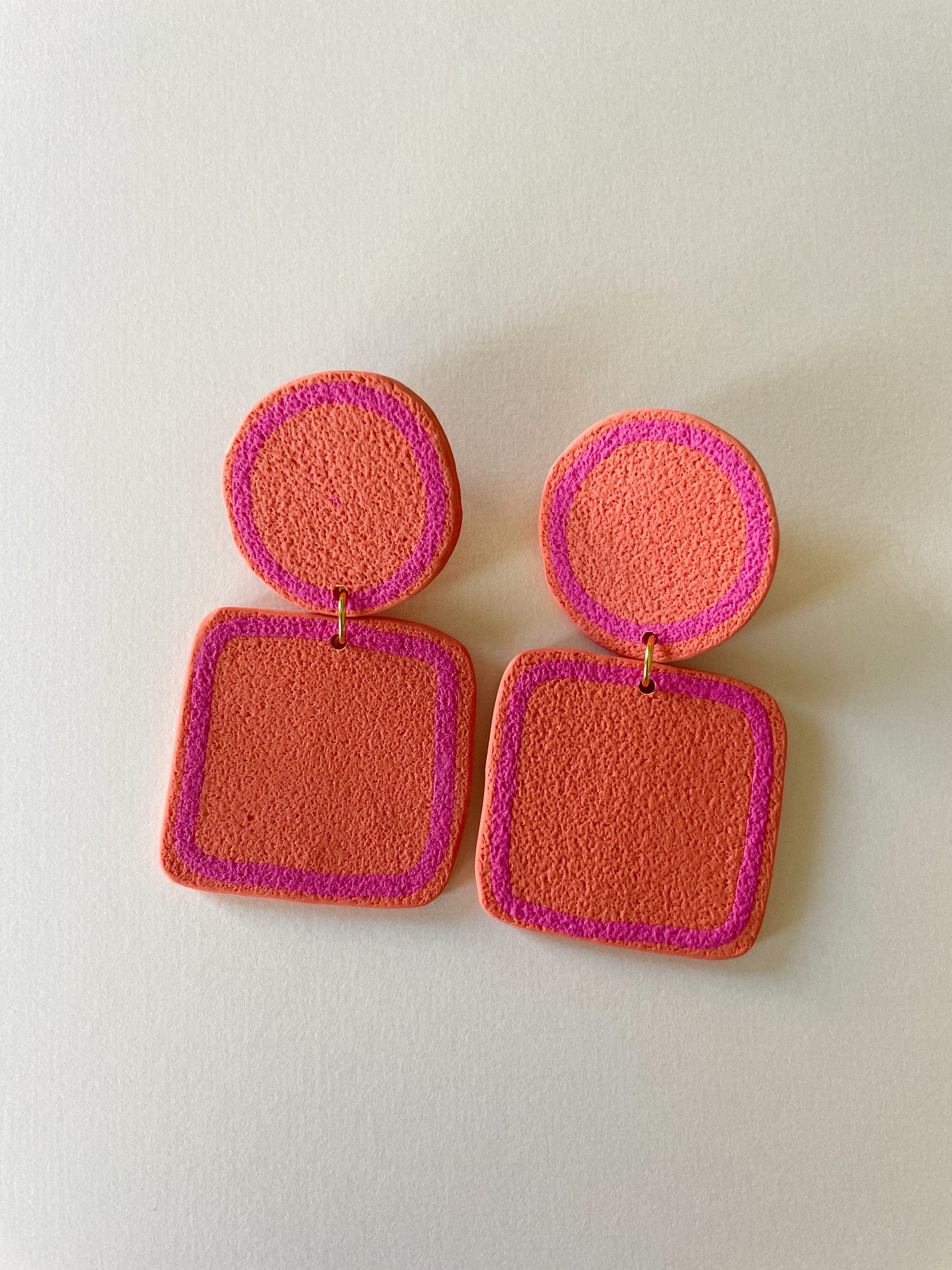 Align Square Earrings in Orange