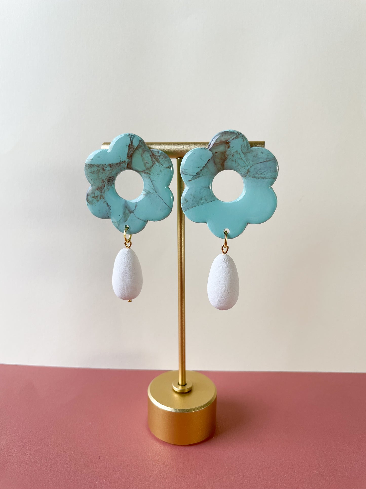 Poppy Drop Bead Earrings in Turquoise