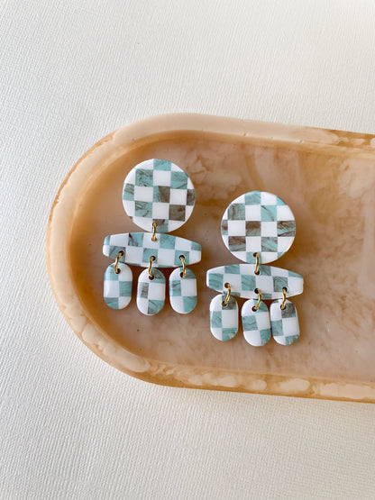 Gia Earrings in Checkered Turquoise