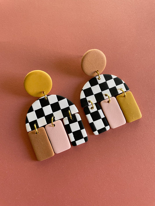 Ziggy Earrings in Checkered Medley