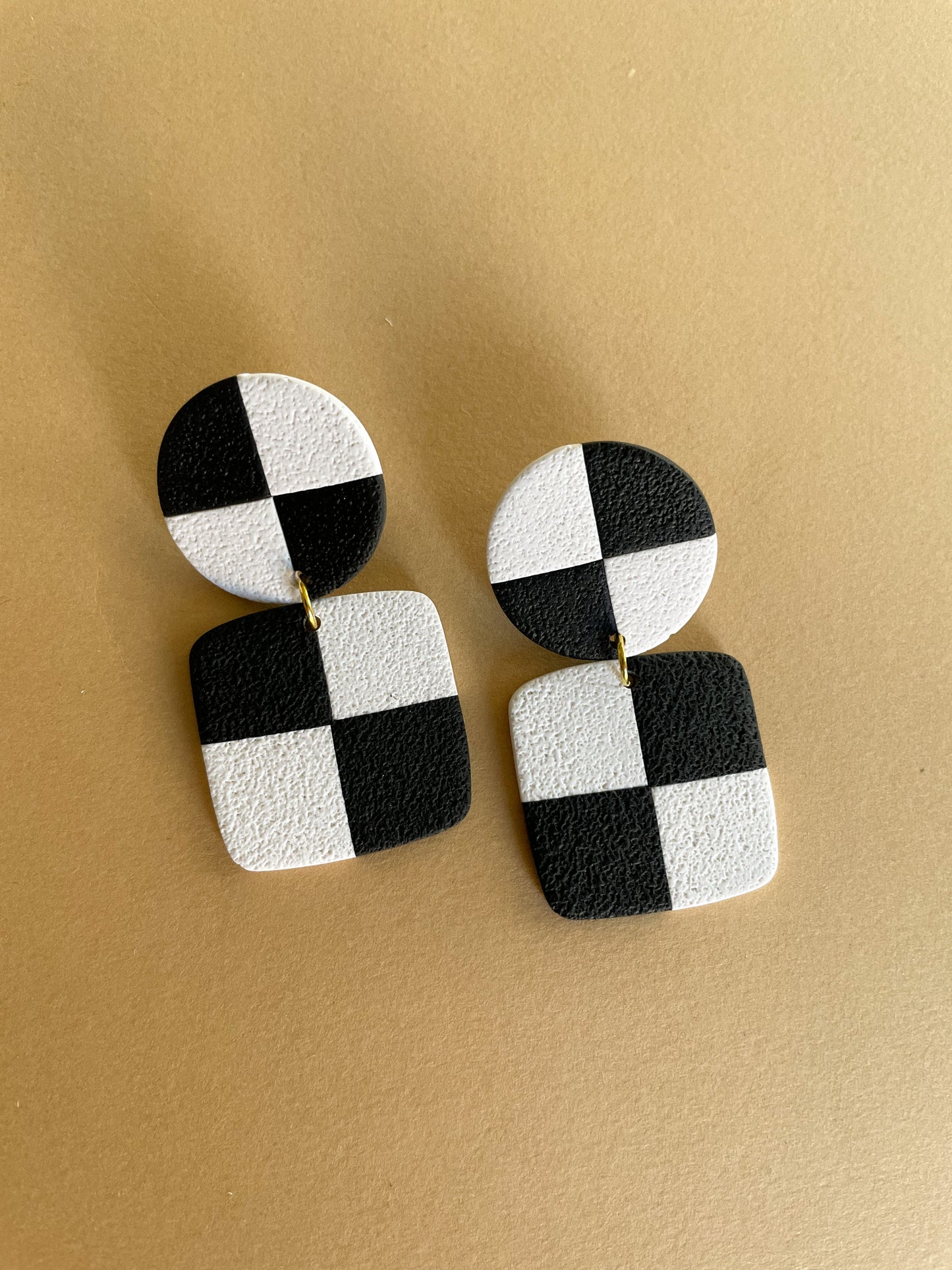 Stevie Earrings in Black & White Checkered